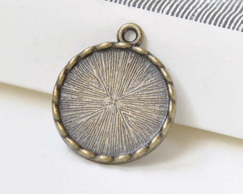 10 pcs Antique Bronze Pendant Tray Bezel Setting 17mm Cabochon A8454