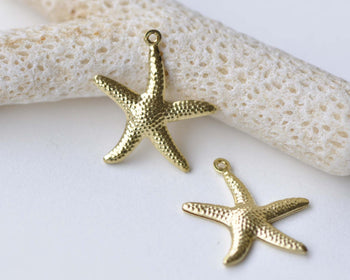 10 pcs Raw Brass Starfish Charms Embellishments 20x22mm A8563
