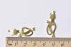 20 pcs Raw Brass Unplated Feline Cat Charms 10x30mm A8571