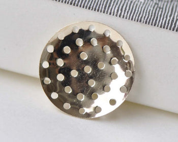 10 pcs Very Light Gold Multiple Hole Round Bezel Pad A8574