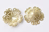 10 pcs Raw Brass Five Petal Filigree Flower Bead Caps A8576