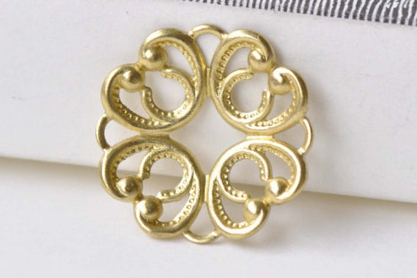 20 pcs Raw Brass Filigree Flower Bead Cap Embellishments A8587