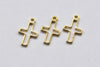 30 pcs Raw Brass Outlined Tiny Cross Charms Embellishments A8588