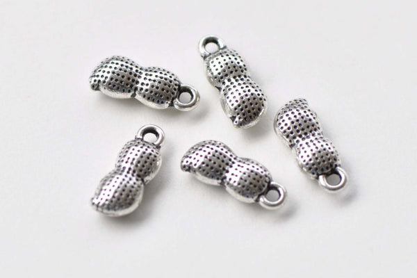 20 pcs of Antique Silver 3D Peanuts Charms 6.5x18mm A8605