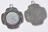 10 pcs Antique Silver Fancy Pendant Tray Base Settings A8611