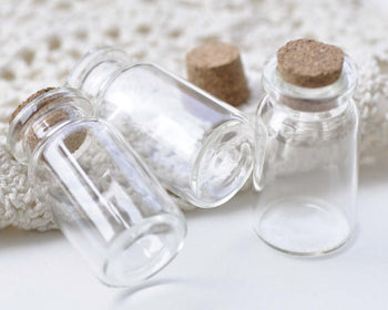 10 pcs Short Glass Bottles Empty Vials Jars With Corks A8614