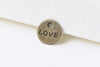 50 pcs Antique Bronze Small Love Round Tag Circle Charms 9mm A8462