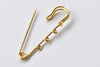 Gold Kilt Pins Three Loops Safety Pins Brooch 16x64mm Set of 10 A8621