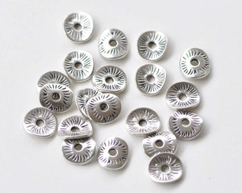 50 pcs Antique Silver Curved Potato Chip Disc Spacer Beads A8624