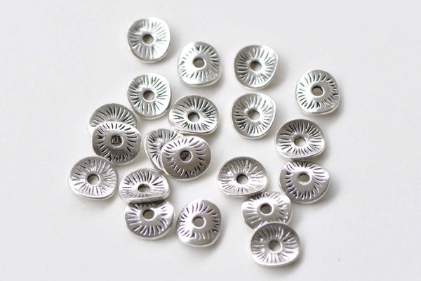 50 pcs Antique Silver Curved Potato Chip Disc Spacer Beads A8624