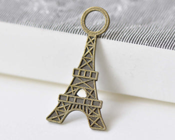 Flat Eiffel Tower Charm Pendants Antique Bronze Finish Set of 20 A8464