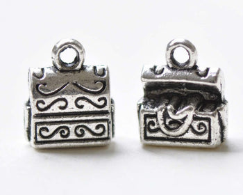 Antique Silver Treasure Box Pendants Chest Charms Set of 20 A8472