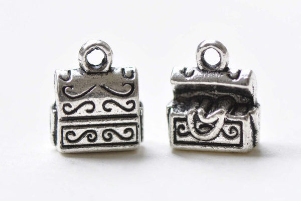 Antique Silver Treasure Box Pendants Chest Charms Set of 20 A8472