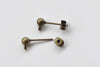 Antique Bronze Ball Earring Post Ear Stud With Backs Set of 20 A8634