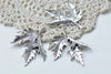 Large Maple Leaf Pendants Antique Silver Charms Set of 10 A8635