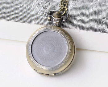 Pocket Watch - 1 PC Antique Bronze Bezel Pocket Watch Necklace 1 Inch Cabochon A8638