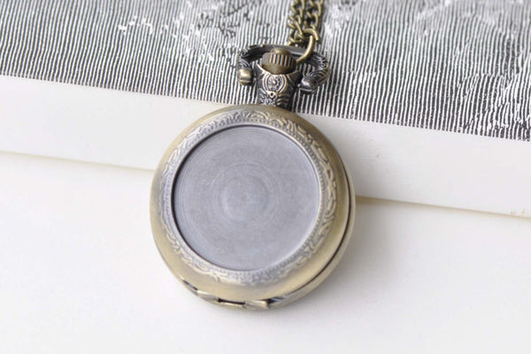 Pocket Watch - 1 PC Antique Bronze Bezel Pocket Watch Necklace 1 Inch Cabochon A8638