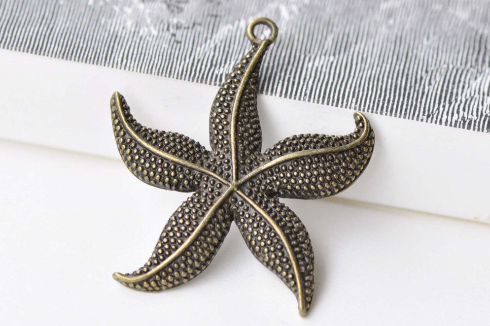 10 pcs Antique Bronze Large Starfish Charms Pendants A8643