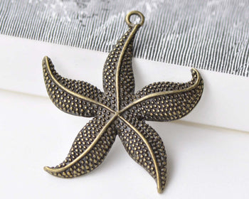 10 pcs Antique Bronze Large Starfish Charms Pendants A8643
