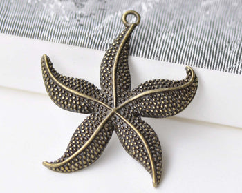 10 pcs Antique Bronze Large Starfish Charms Pendants A8643