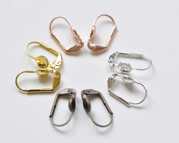 50 pcs Leverback Earwire 6mm Bezel Cup Antique Bronze/Rose/Gold/Silver
