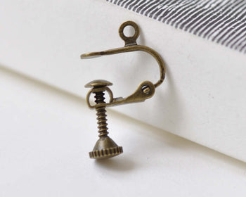 10 pcs Antique Bronze Screw In Leverback Earring Clips 12mm A8512