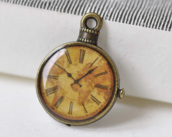 10 pcs Antique Bronze Enamel Clock Charms Size  20x25mm A8515