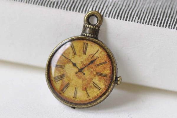 10 pcs Antique Bronze Enamel Clock Charms Size  20x25mm A8515