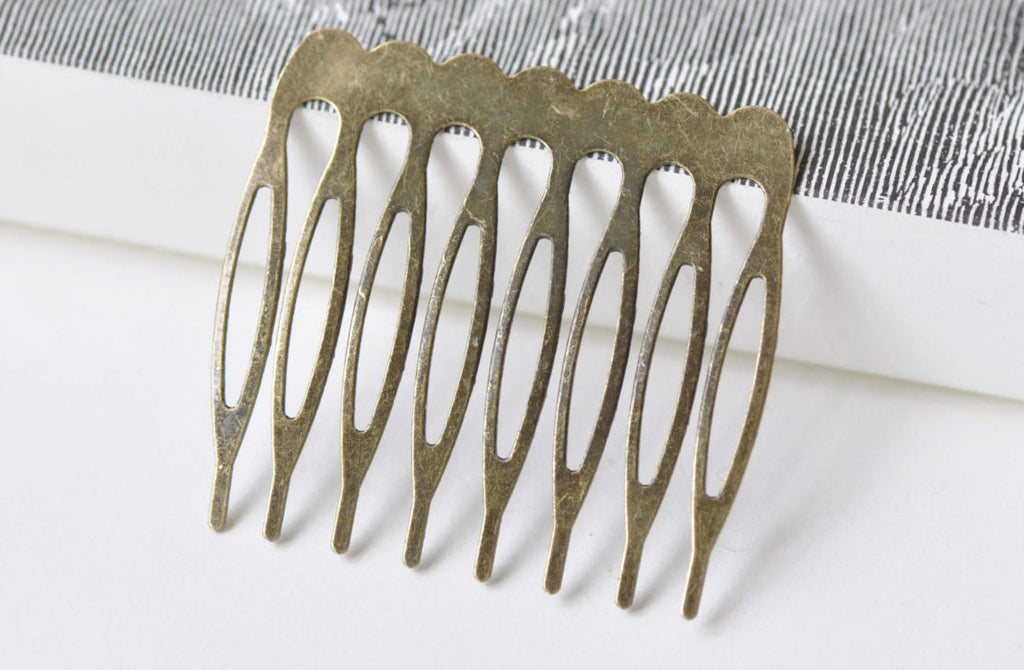 20 pcs Antique Bronze Plain Hair Combs Prong Bridal Clips A8516