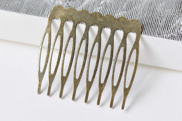 20 pcs Antique Bronze Plain Hair Combs Prong Bridal Clips A8516