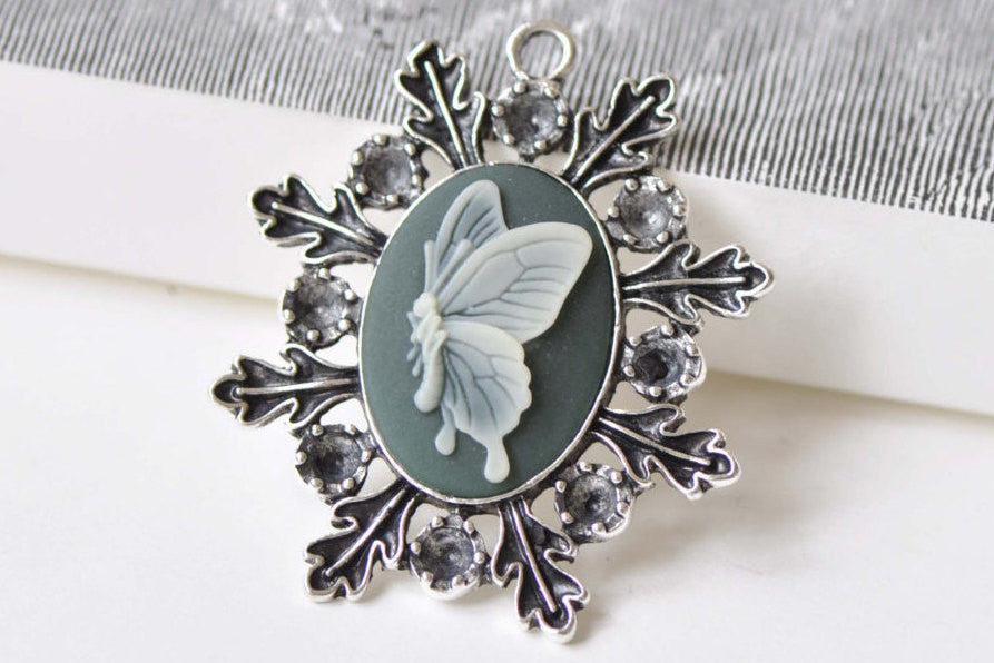 2 pcs Antique Silver Pendant Tray Base Settings A5633