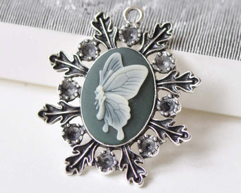 2 pcs Antique Silver Pendant Tray Base Settings A5633