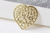Raw Brass Heart Stamping Floral Embellishments 21mm Set of 20 A8526
