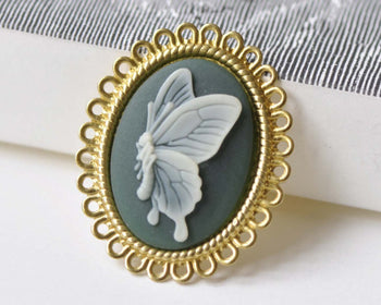 10 pcs Raw Brass Pendant Tray Base Settings 18x25mm Cabochon A8528