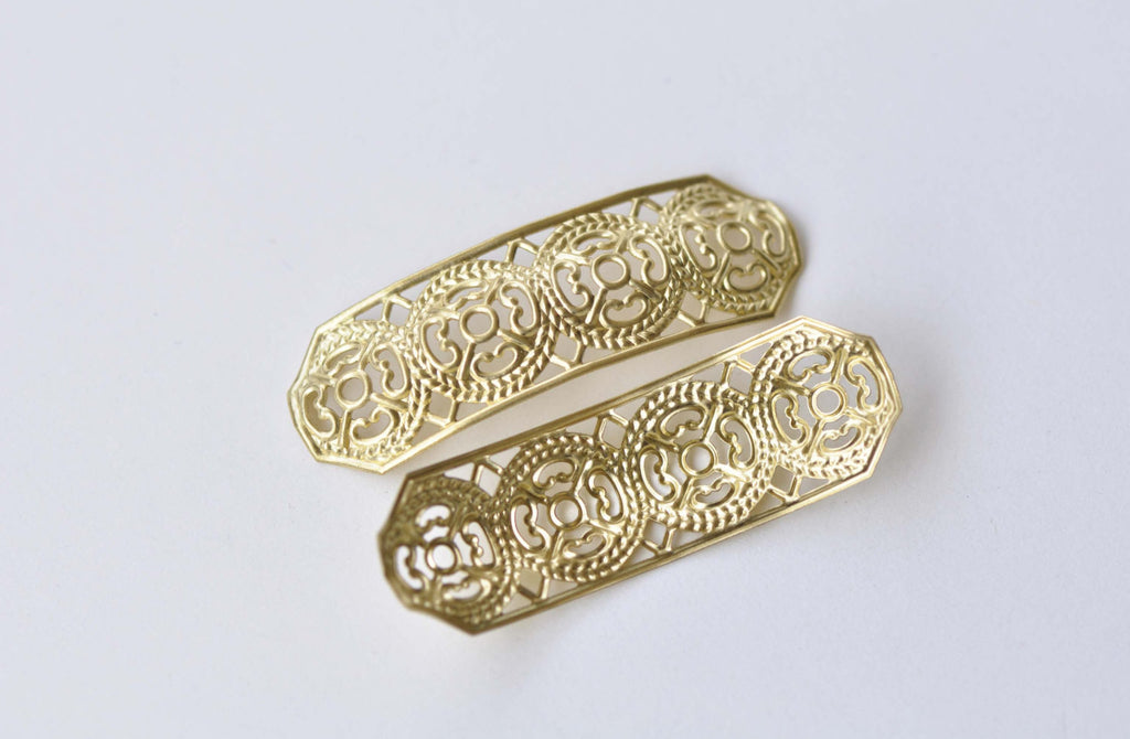Raw Brass Curved Floral Embellishments Stamping Set of 10 A8534