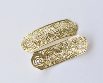 Raw Brass Curved Floral Embellishments Stamping Set of 10 A8534