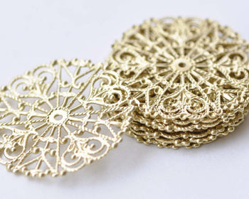 Raw Brass Snowflake Flower Stamping Embellishments Set of 10 A8535