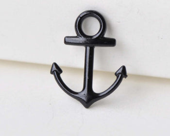 20 pcs Black Anchor Charms Small Nautical Pendants 15x18mm A8541
