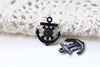 10 pcs Black Skull Pirate Anchor Charms 20x23mm A8542