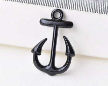 10 pcs Black Anchor Charms Nautical Pendants 15x23mm A8543