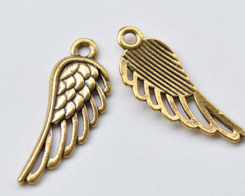 20 pcs Antique Gold Filigree Feather Wing Charms Pendants A8545