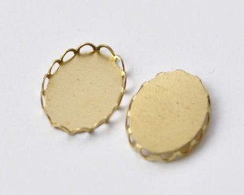 10 pcs Raw Brass Pendant Tray Base 10x14mm Cabochon A8675
