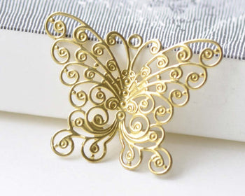 10 pcs Raw Brass Swirl Butterfly Charms Embellishments A8554