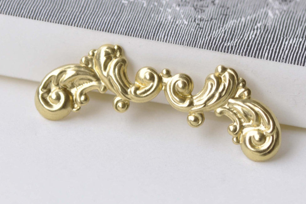 20 pcs Raw Brass Long Floral Stamping Embellishments 17x62mm A8565