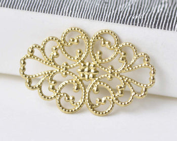 20 pcs Raw Brass Oval Flower Ring Embellishments A8572