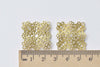 20 pcs Raw Brass Square Filigree Flower Embellishments 25mm A8582