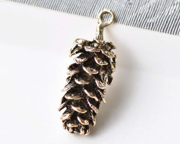 Antique Gold 3D Large Pinecones Charm Pendants Set of 4  A8688