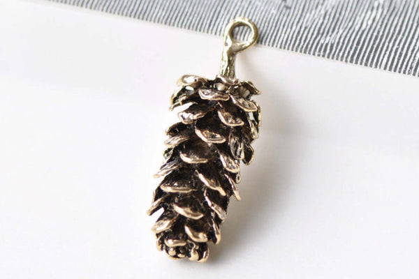 Antique Gold 3D Large Pinecones Charm Pendants Set of 4  A8688