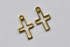 30 pcs Raw Brass Outlined Tiny Cross Charms Embellishments A8588