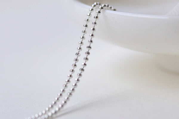 16ft (5m) Silver Faceted Bead Ball Necklace Chain 1.2mm A8592